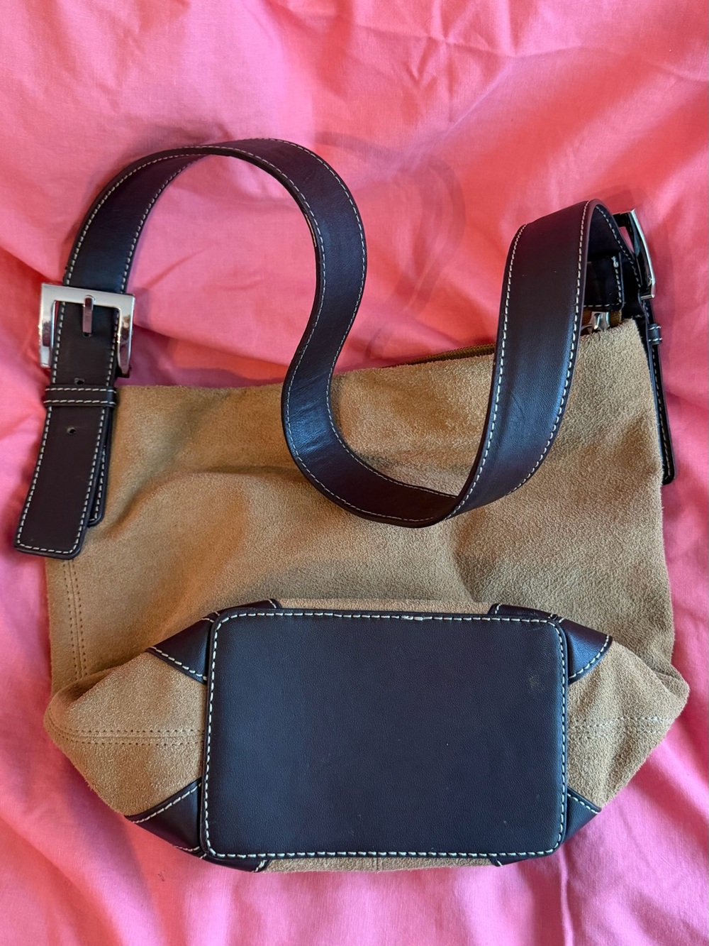 Preston and York Suede Shoulder Bag with Dark Brown Leather Strap - Picture 5 of 7
